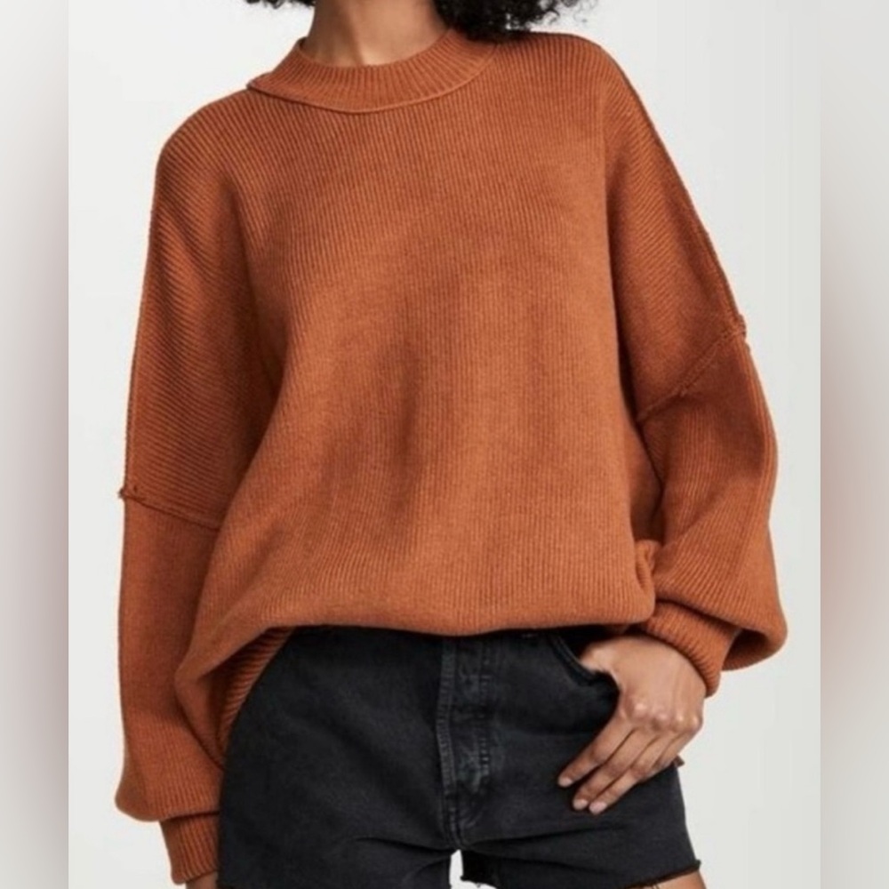 SOLD Free People Easy Street Tunic Sweater Oversized Tuscan Earth 🍊🤎